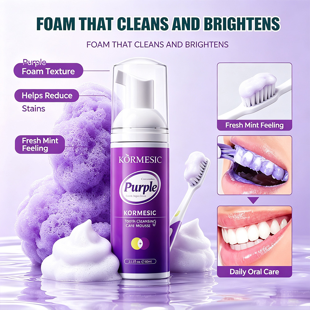 Purple Toning Shampoo - Espuma Clareadora Roxa V34 para Dentes,